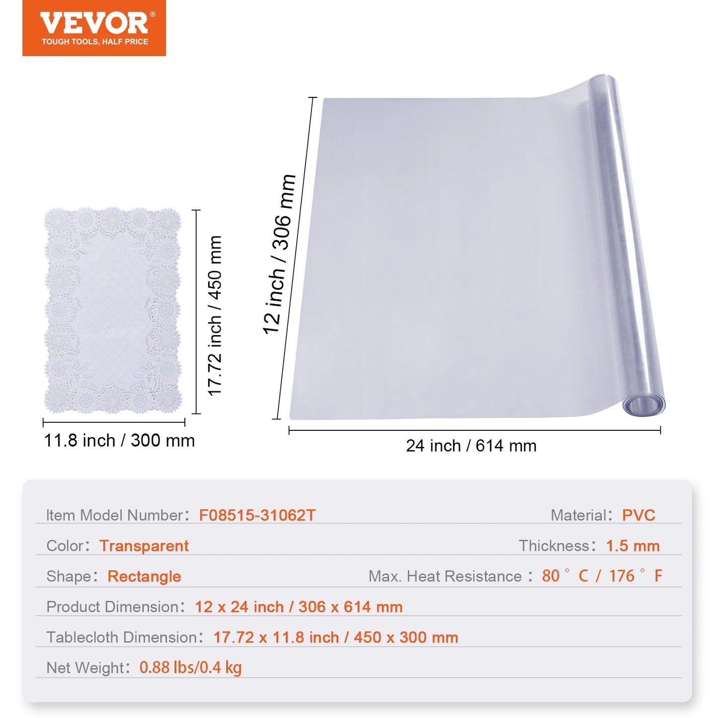 Clear Waterproof Pvc Tablecloth Protective Dining Cover