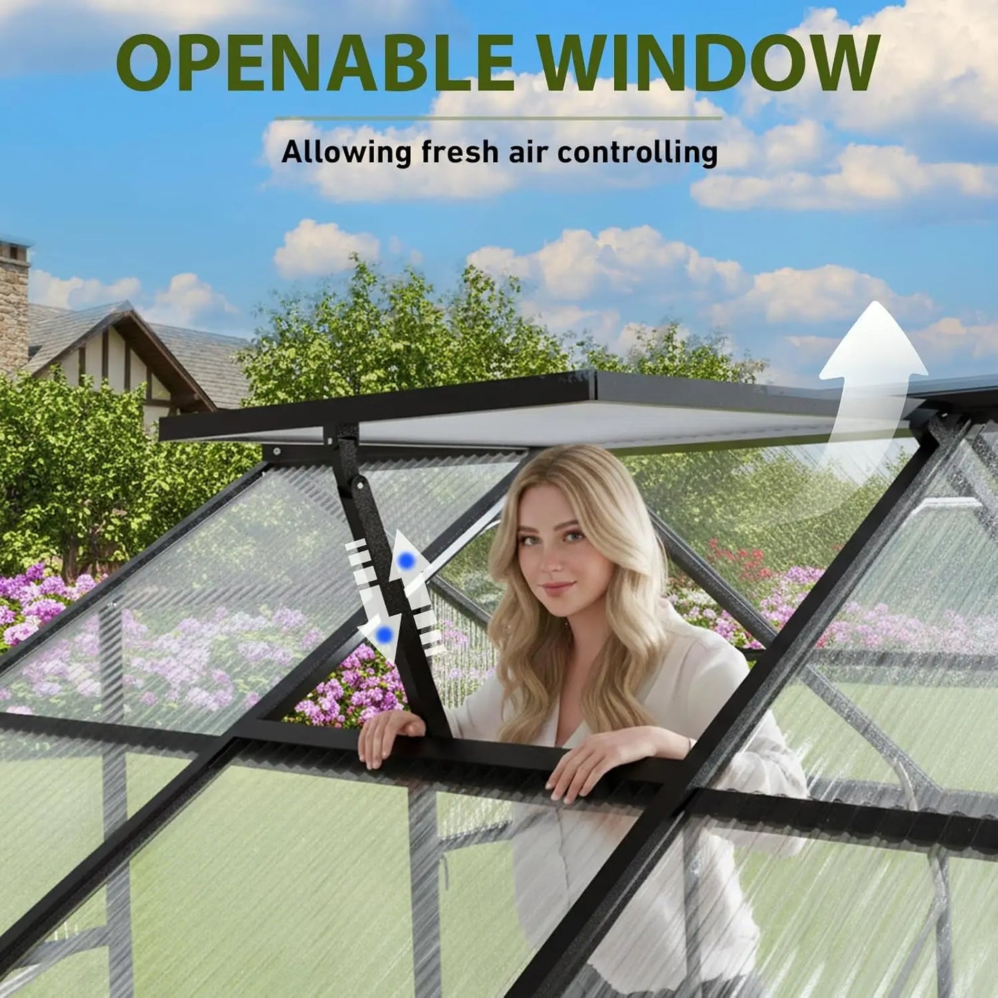 8x14 FT Outdoor Greenhouse – Heavy-Duty Aluminum Frame, Polycarbonate Panels, Easy Assembly for Backyard Garden. Customized