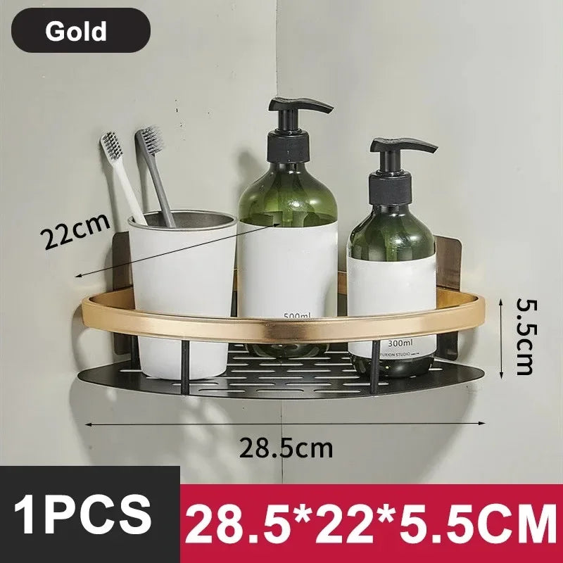 Wall Mounted No Drill Aluminum Alloy Shower Shelf Durable