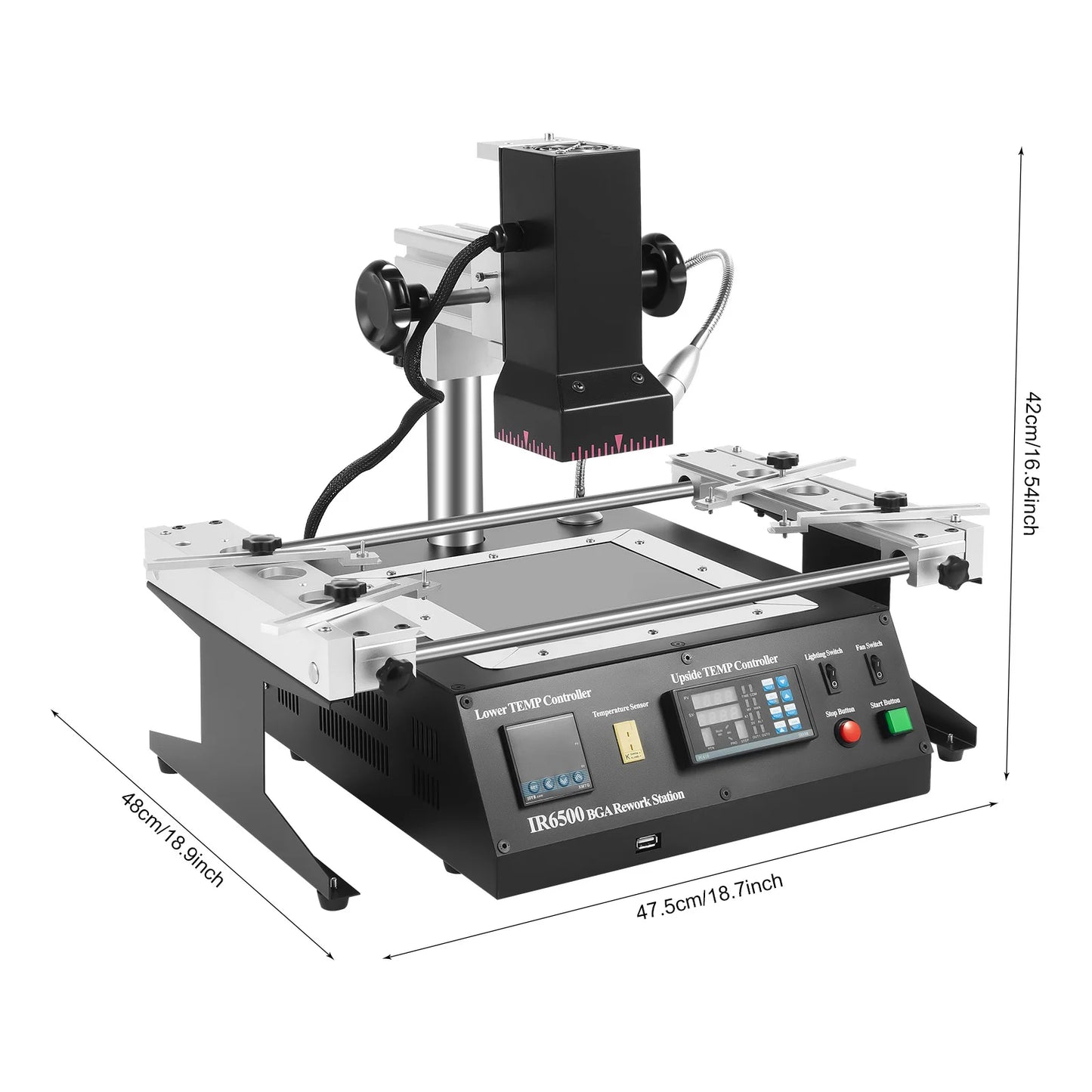 IR6500 BGA Rework Station Infrared Solder Welder System Closed-loop Temperature Control,1250W Electric Welding Table w/USB Cable