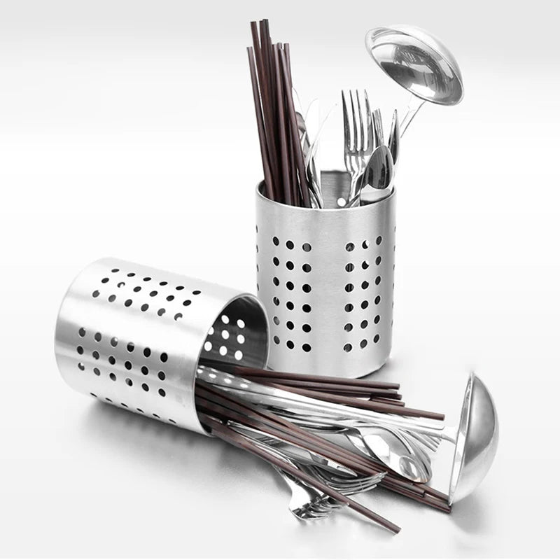 1Pcs Cutlery Holder Organizer Drainer Spoon Fork Chopsticks Storage Basket Rack Anti-rust Stainless Steel Home Kitchen Appliance