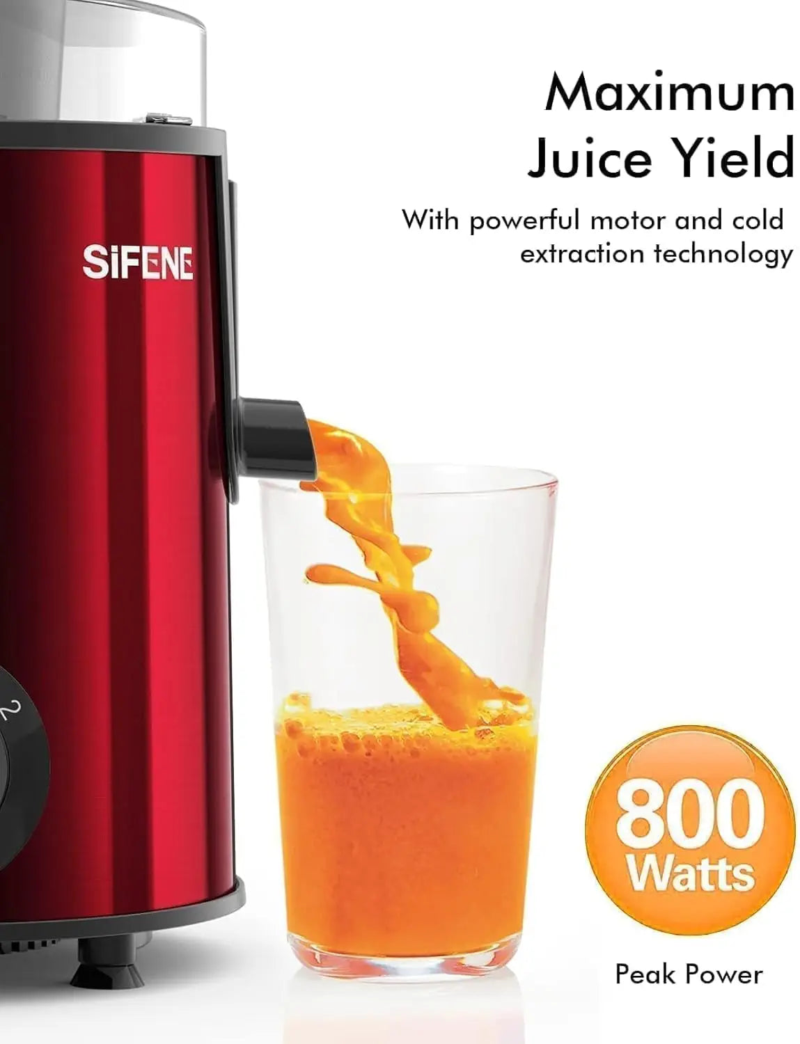 SiFENE 3 Big Mouth Centrifugal Juicer Extractor Red