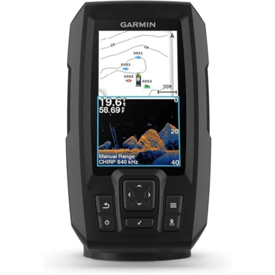 Fishfinder for fishing boats, PVC housing, vivid color display, easy-to-use scanning sonar with color palettes, 4-inch LCD, 11.