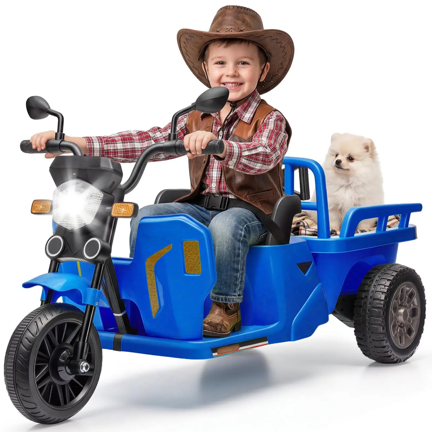 Kids Electric Tricycle Ride On Motorcycle With Bluetooth Music