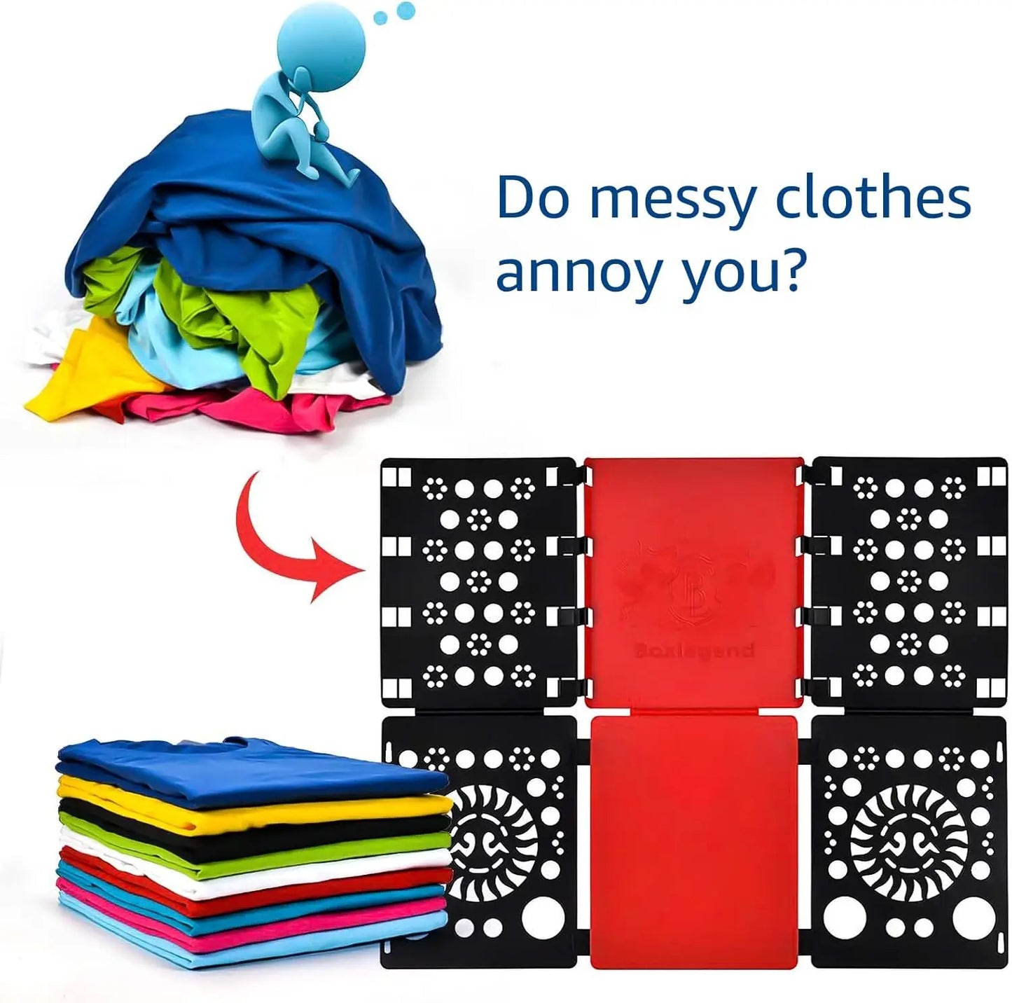 Shirt Folding Board Durable Plastic Fast Fold Helper for Adults Kids Black Red