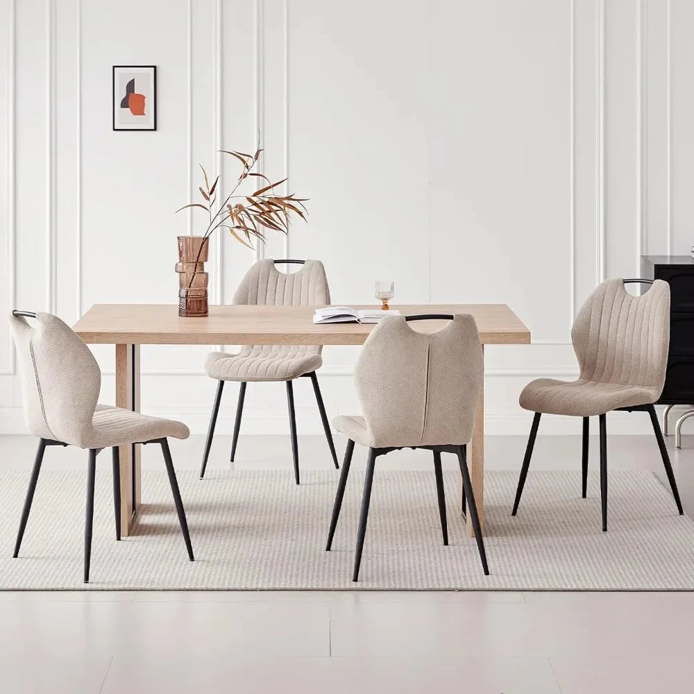 Set Of 4 Upholstered Wingback Dining Chairs Modern Fabric