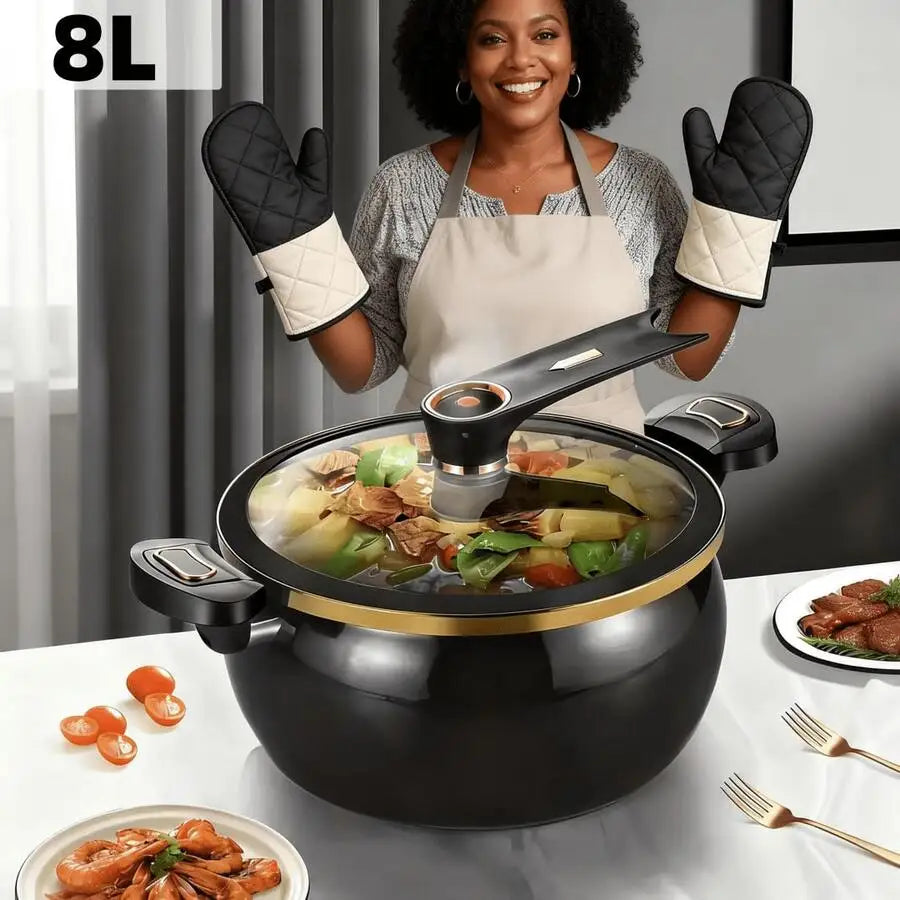 Large-Capacity Soup Pot With A Twist-Lock Handle For Quick Cooking, Non-Stick Pot 2.19 Gallons Multi-Function Cooking Pot, Gas S
