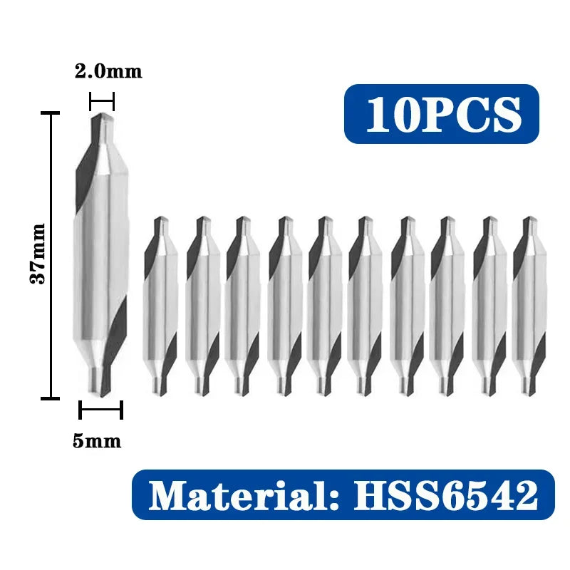 HSS Combined Center Drills Ti-Coated 60 Degree Countersinks Angle Bit Set 6pcs 1.0-5mm Metal Centering Dril Bit Lathe W6542 M35