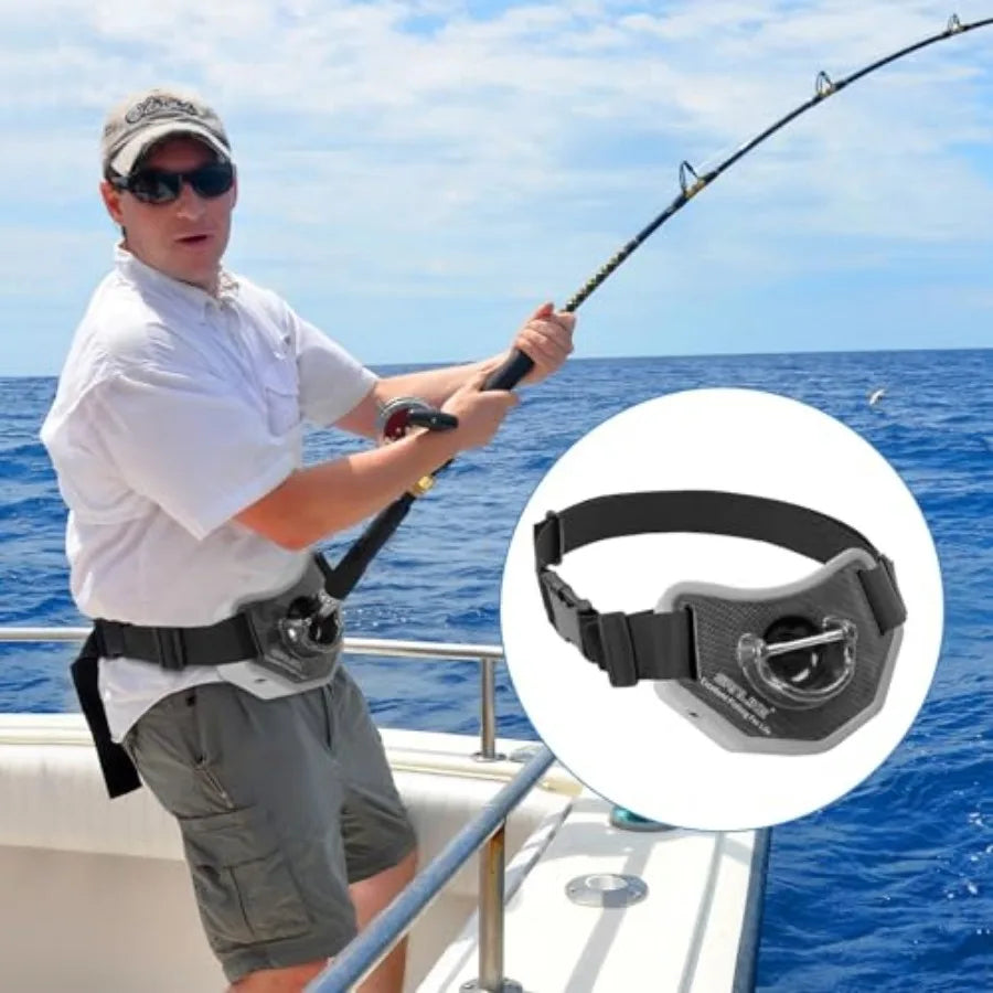 Fishing Belt Rod Holder, Adjustable Fishing Fighting Waist Belt with EVA Padded Plastic Material Fishing Belt, 360 Degree Adjus