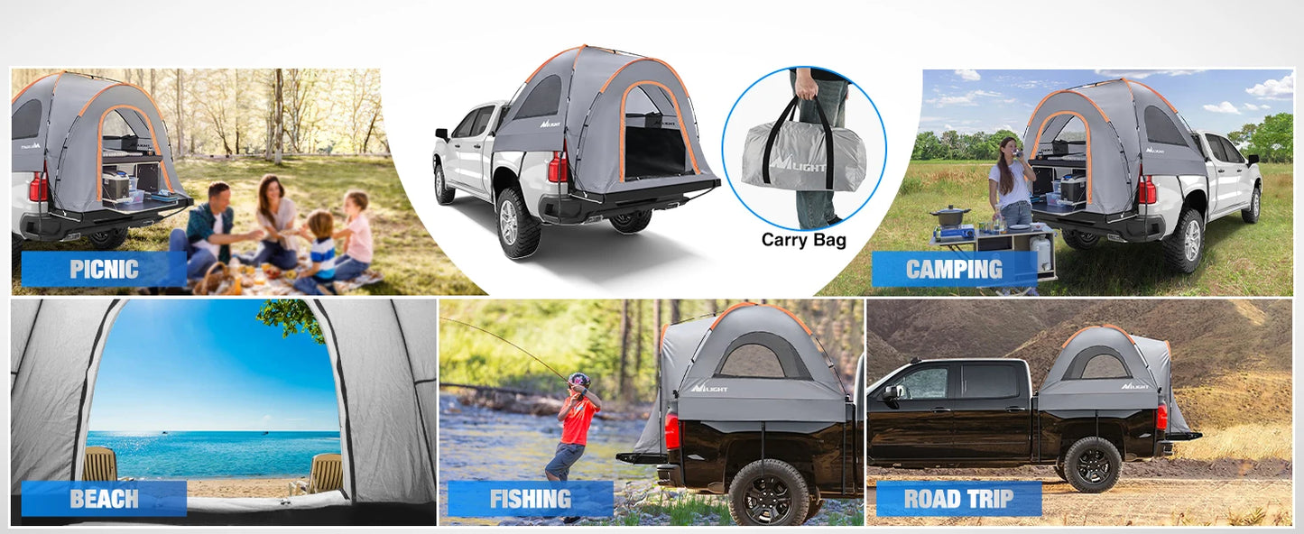 Nilight Truck Bed Tent 8-8.5FT Pickup Tent 2 Person Waterproof  PU2000mm Double Layer for Full Size Truck Camping Outdoor Travel