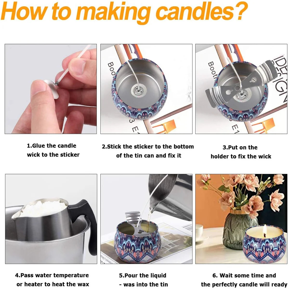 DIY Candle Making Tools Kit - Includes Pouring Pot Wax Melting Material Aromatherapy Wicks & Holder for Crafting Homemade Candle
