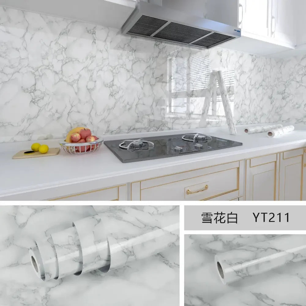 Marble Self-Adhesive Wallpaper for Kitchen and Home Decor