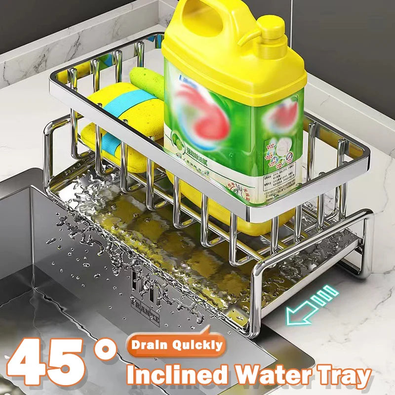 Stainless Steel Sink Organizer Rack For Sponges And Tools