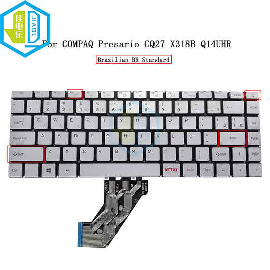 BR Brazil Brazilian Keyboard For Compaq Presario CQ-27 CQ27 For Axioo Mybook Pro 14 P414 P421 X5 14-P414 Laptop Silver Keycaps