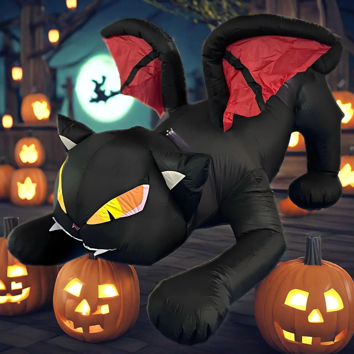 Halloween Inflatable Ghost Pumpkin Black Cat Spider Decoration with LED Lights for Home Yard Lawn Indoor and Outdoor Decoration