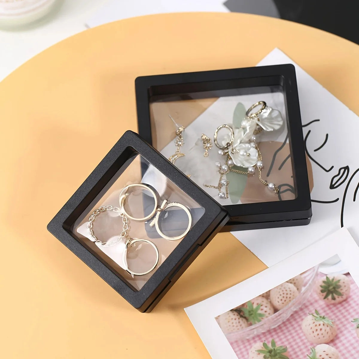 Ten Piece Transparent Floating Jewelry Display Box For Storage