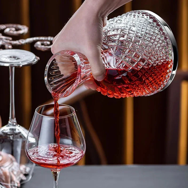 Spinning Crystal Red Wine Decanter, 360 ° Rotating Decanters, Lead-free Glass, Wine Accessories, 1500ml