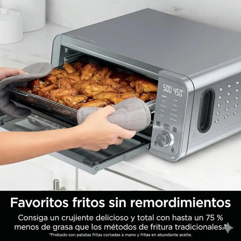 10-in-1 Digital Air Fryer Oven with Large Capacity, Space-Saving Lid, Stainless Steel, Temperature Control, 17-Qt, 1800W, Up to