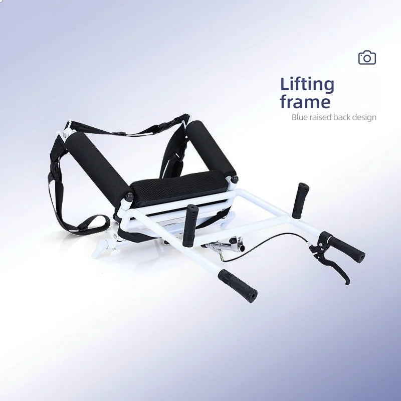 Patient Lift Chair, Metal Adjustable Height Transport Wheelchair, Elderly Transfer Lift, Home Nursing Toilet Transfer Chair