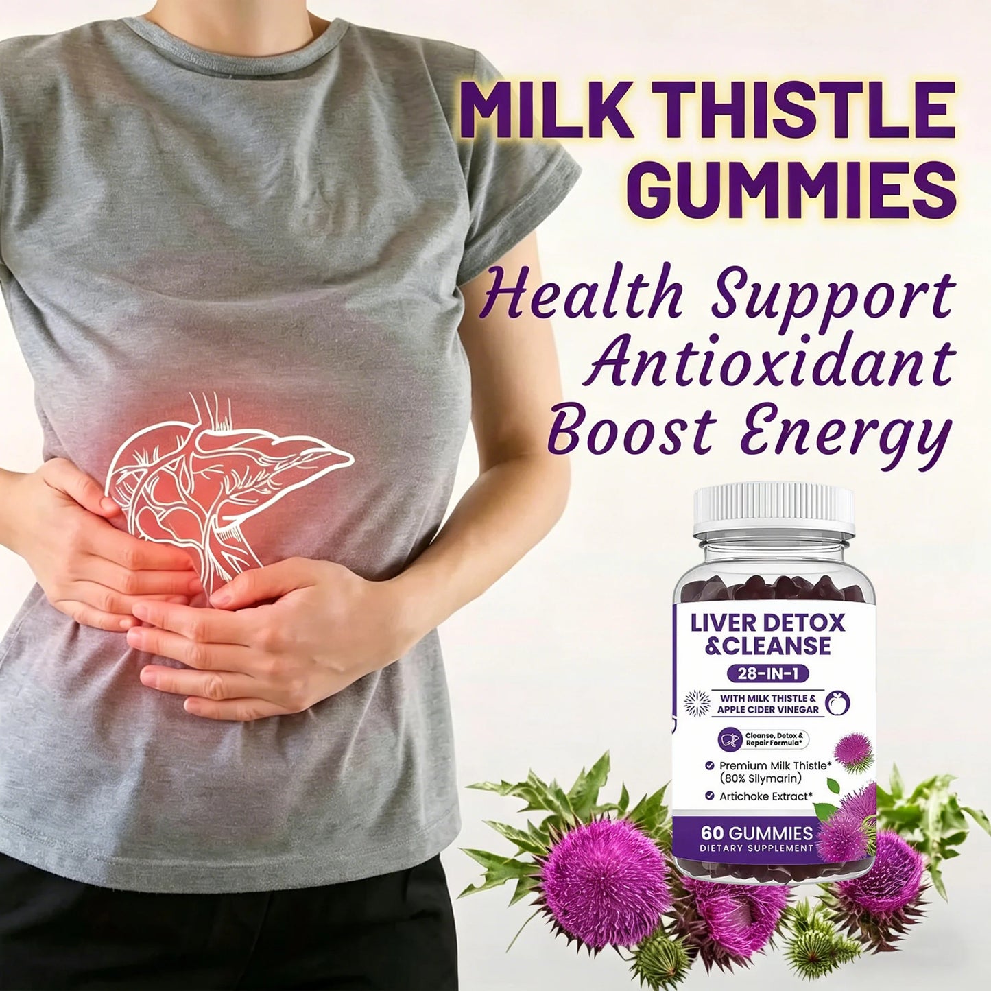 Liver Cleanse & Detox Gummies - Improve Digestion, Enhance Immunity, Help Cleanse The Liver and Promote MetabolismSupplements