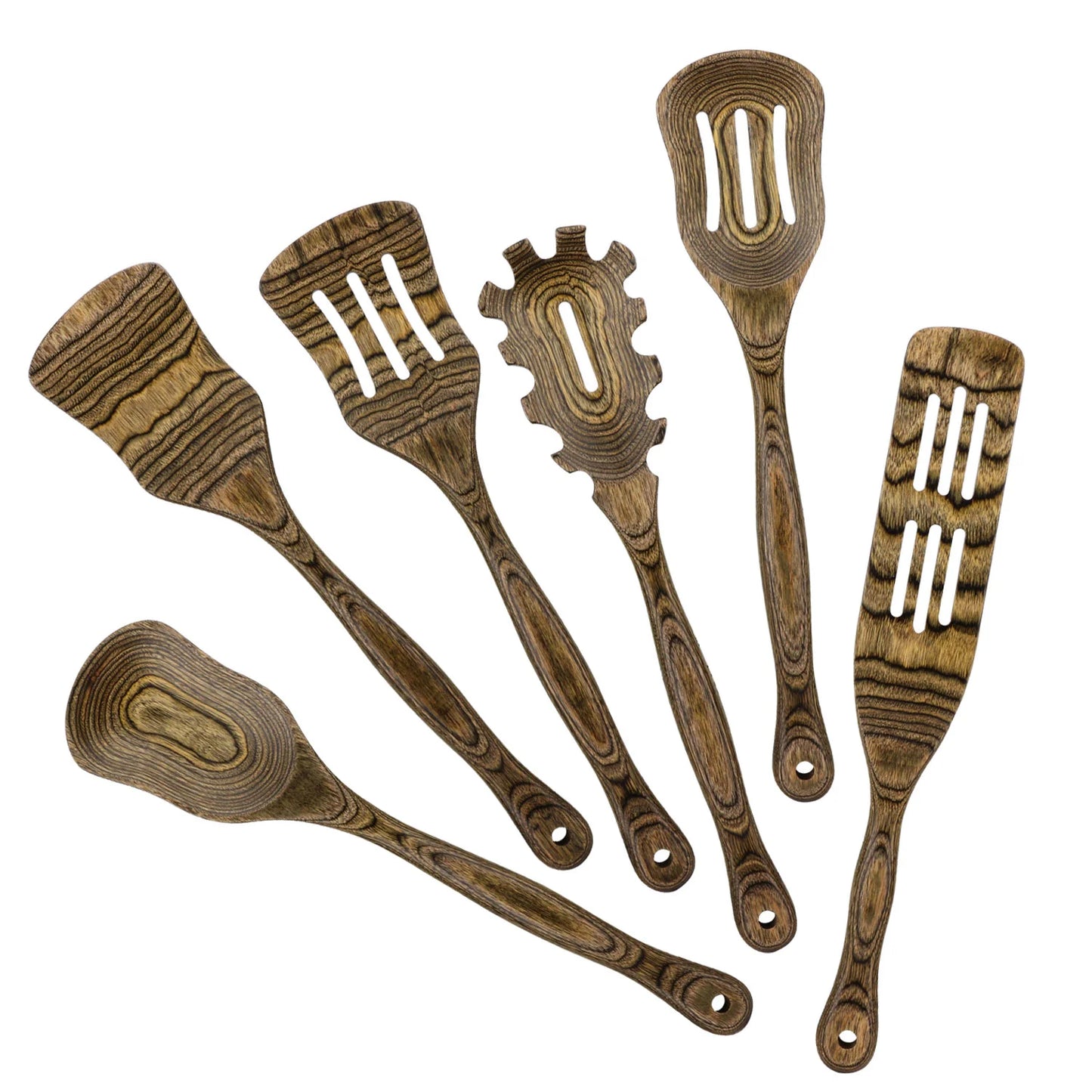 Pakkawood Kitchen Utensils Set With Slotted Spatula