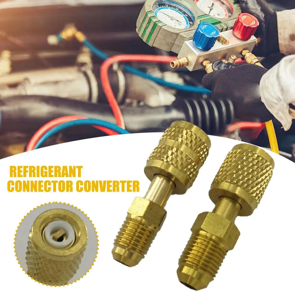 2pcs R410a AC Adapter 5/16" 1/4" SAE Male Female For Valve System Tool SAE External Thread 1/4" SAE Car Accessories