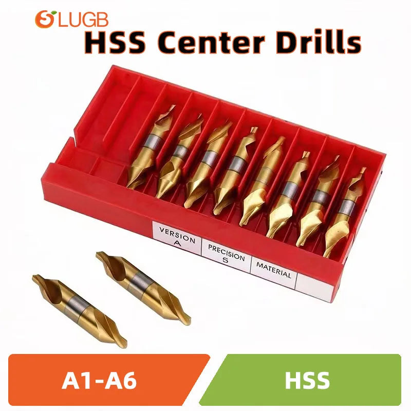 HSS Combined Center Drills Ti-Coated 60 Degree Countersinks Angle Bit Set 6pcs 1.0-5mm Metal Centering Dril Bit Lathe W6542 M35