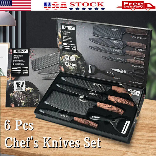 6pcs High Carbon Stainless Steel Knives Handmade Forged Cleaver