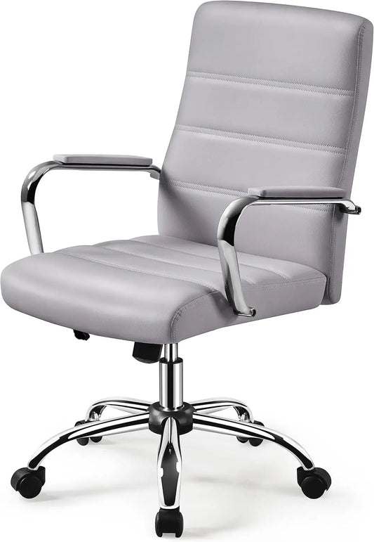 Adjustable Swivel Office Chair PU Leather Armrests