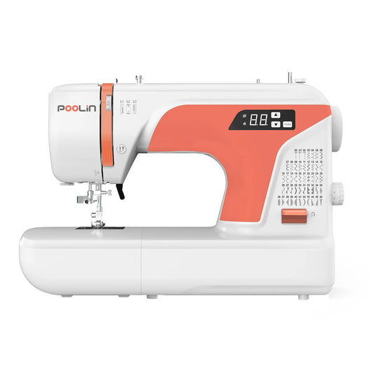 POOLIN EOC01 Computerized Sewing Machine For Homeuse With 2 Sewing Modes and 107 Stitch Applications,8 Included Presser Feet