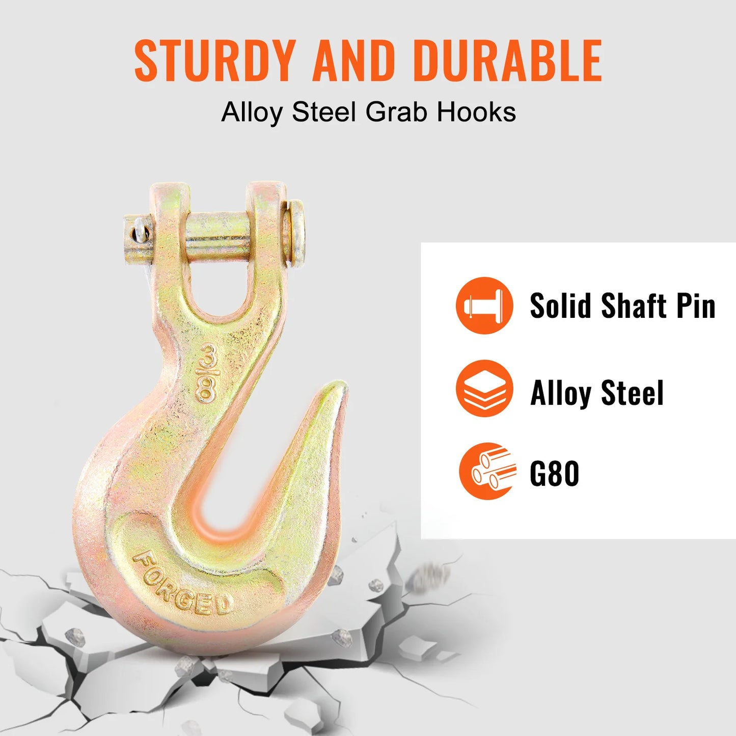 SucceBuy 1/2pcs Binder Chain Trailer Tow Zinc Plated Truck with Safety Grab Hooks for Logging Binder Tie Down Transport Flatbed