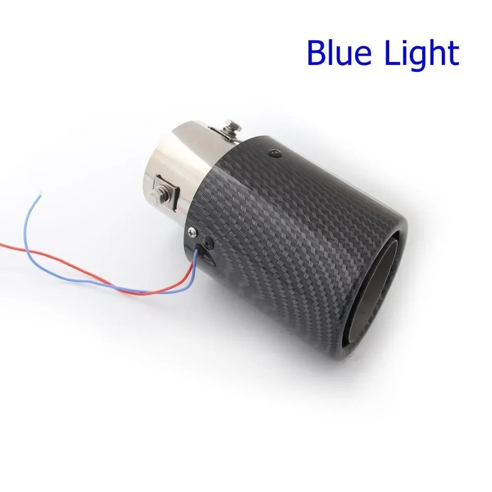 Exhaust Muffler Light Flaming Universal LED Tip Pipe Straight Car Modified Single Outlet Exhaust Pipe Tail Throat Red/Blue