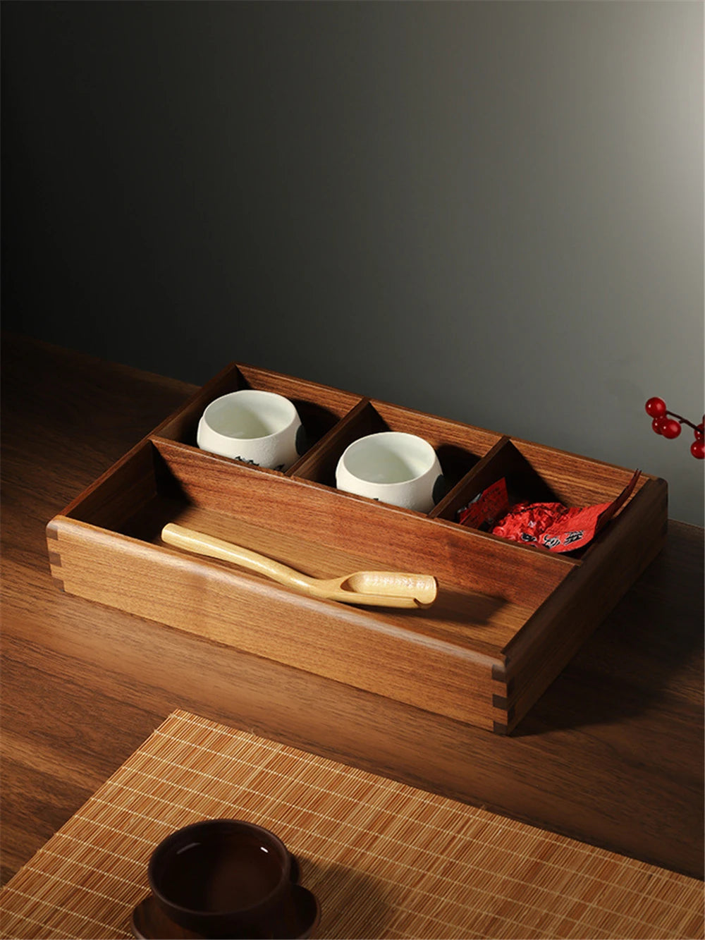 Black Walnut Wood Storage Box Chinese Tea Table Living Room Office Desktop Key Jewelry Solid Wood Tea Set Storage Box
