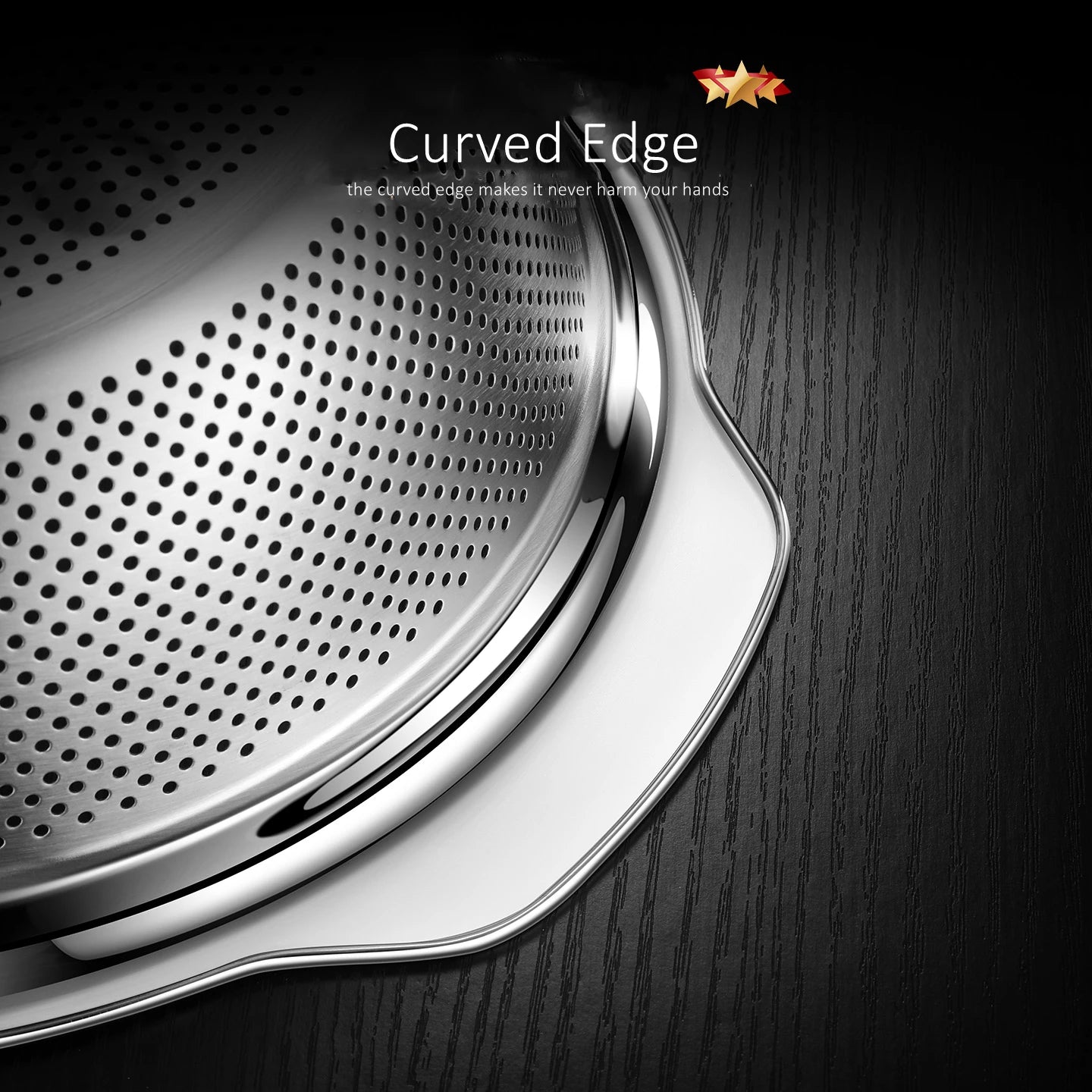 LFGB Certification 304 Stainless Steel Kitchen Washing Drainage Basin 23cm~31cm Diameter Colander with Dense Small Holes
