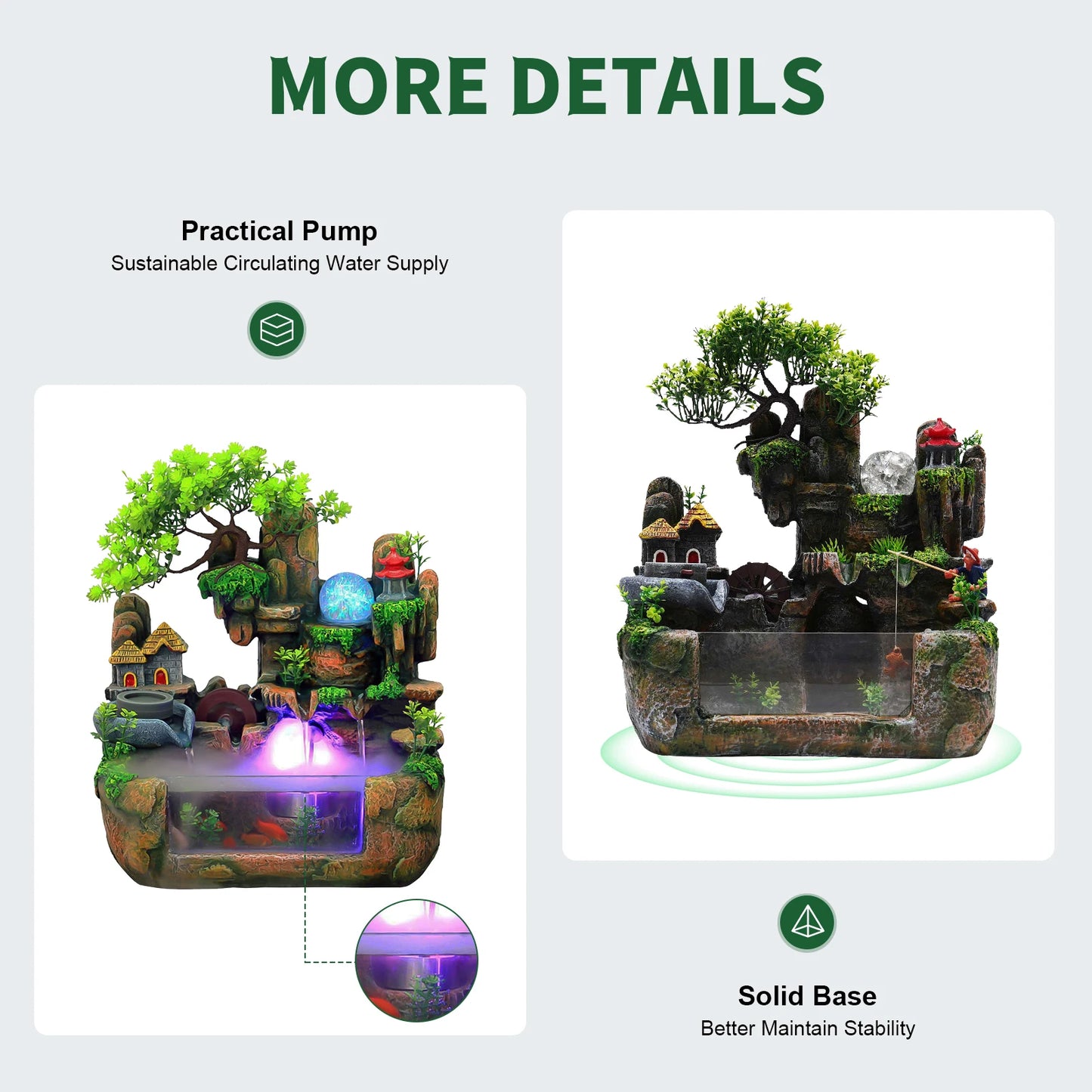 Lucky Feng Shui Money Tree Water Fountain,Circulating Fish Tank Waterfall with Resin Rockery,for Wealth Success & Home Decor Gif