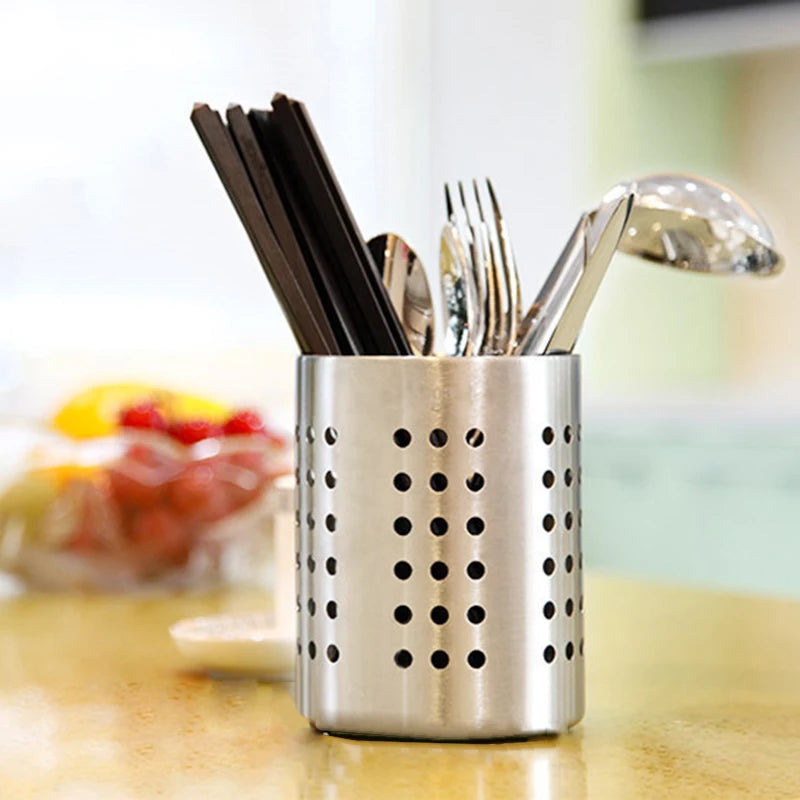 1Pcs Cutlery Holder Organizer Drainer Spoon Fork Chopsticks Storage Basket Rack Anti-rust Stainless Steel Home Kitchen Appliance