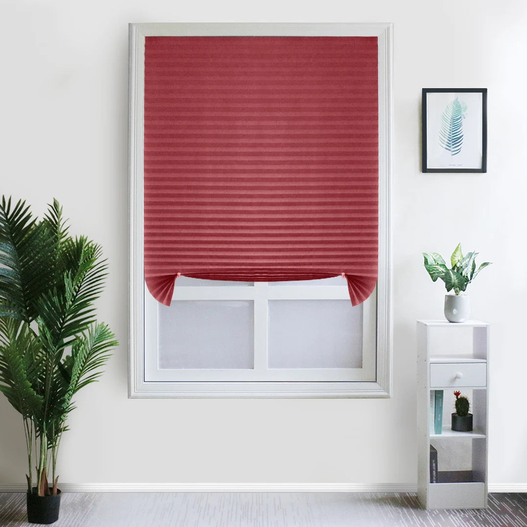 Cordless Pleated Fabric Window Blind For Room Darkening