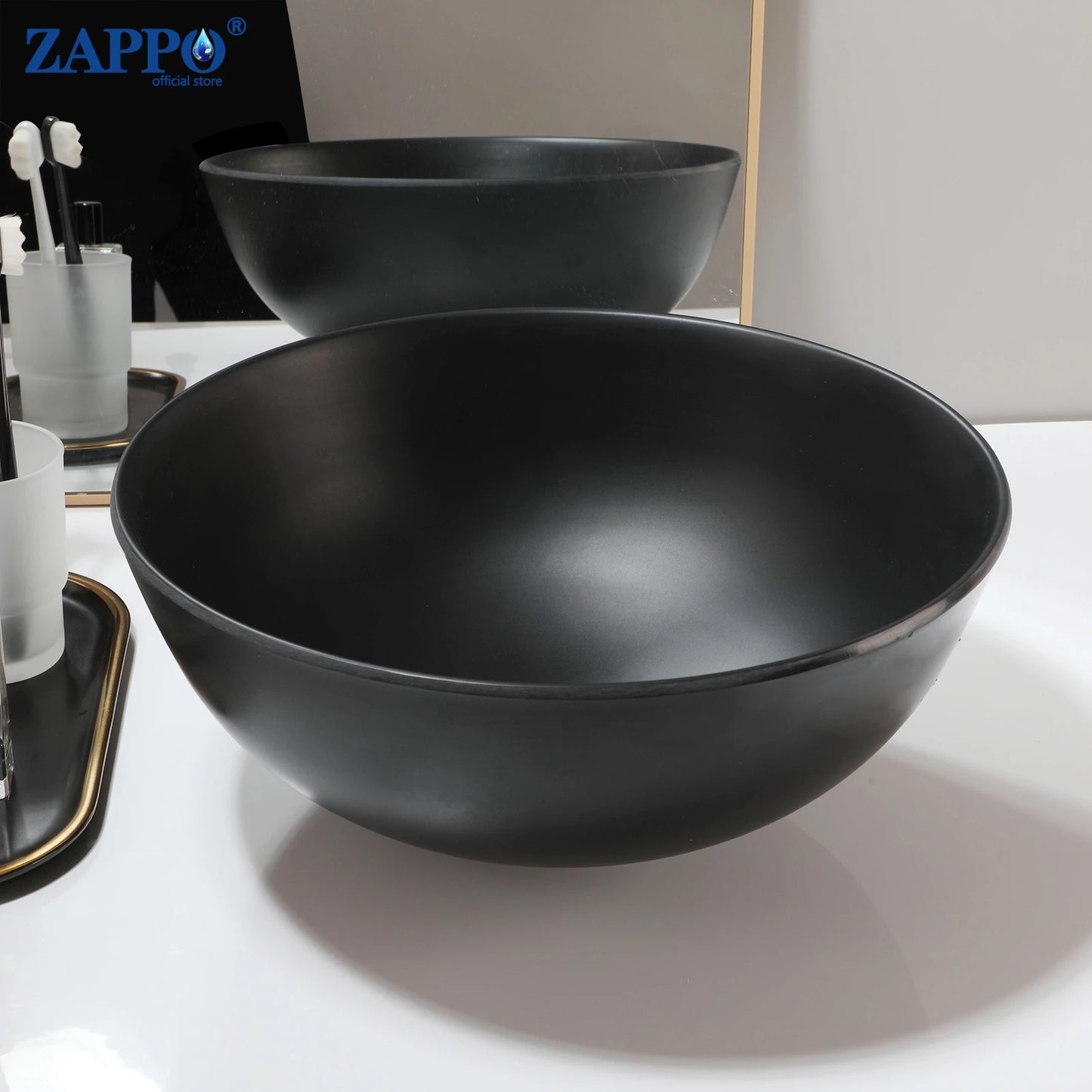ZAPPO Vessel Sink With Drain Stone Resin Washbasin