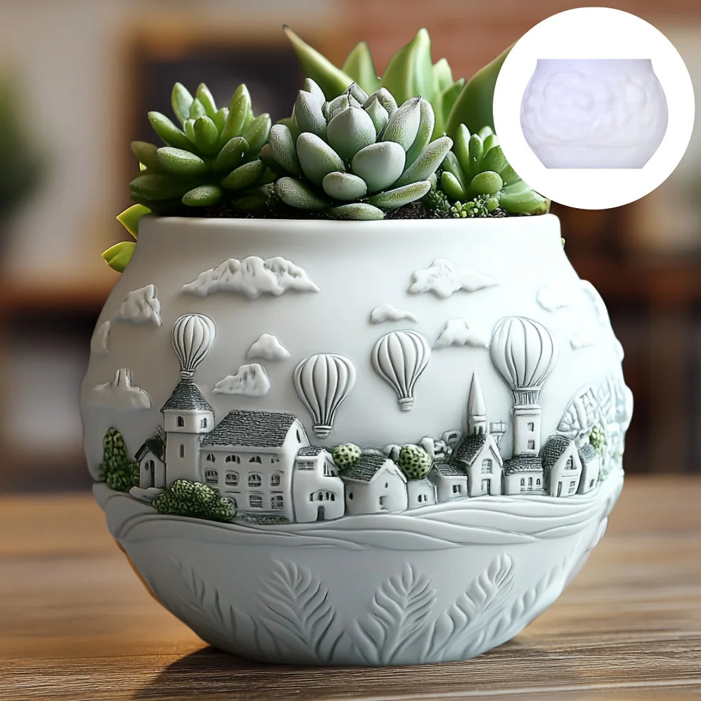 Mountain relief succulent plant flowerpot resin silicone mold mountain stream flowing water storage box candle cup gypsum molds