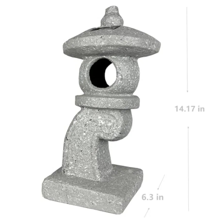 14'' High Asian Solar-Powered Zen Pagoda Garden Statue LED Light Solar Lamp for Outdoor Japanese Decoration Aesthetic Garden Fi
