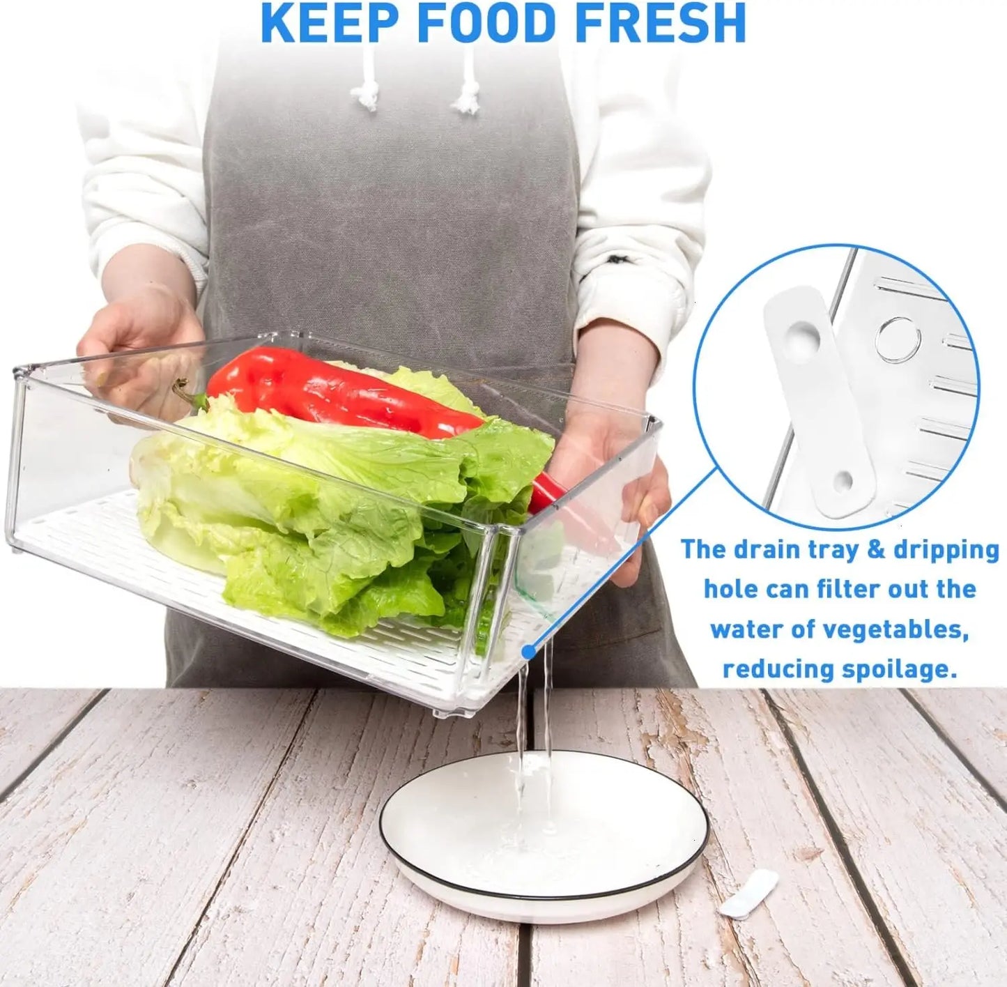 Stackable Refrigerator Organizer Bins with Lids for Food