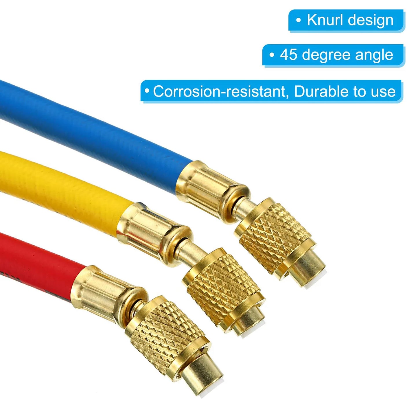 R134A R22 R12 1/4" SAE Charging Hoses and Ball Valve Set for AC HVAC Maintenance Air Condition Refrigeration Charging Tool