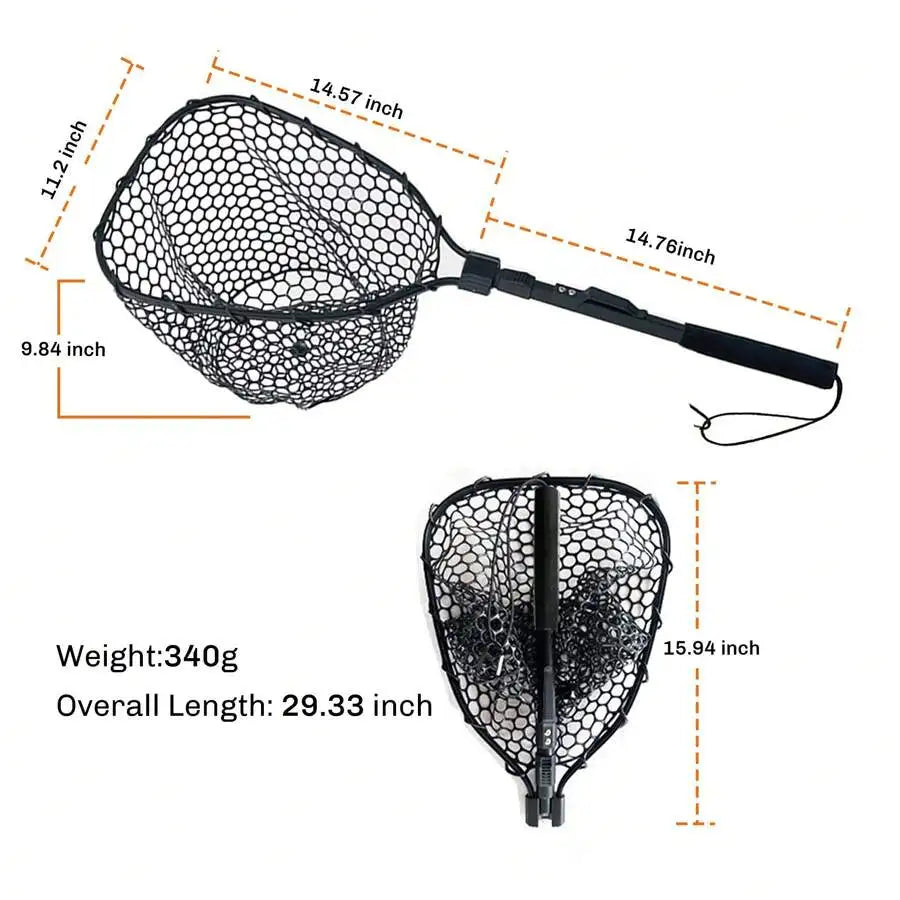 Telescoping Rubber Fly Fishing Net, Bass Trout Landing Net, Folding Fishing Nets Fresh Water, Fish Catching Or Releasing