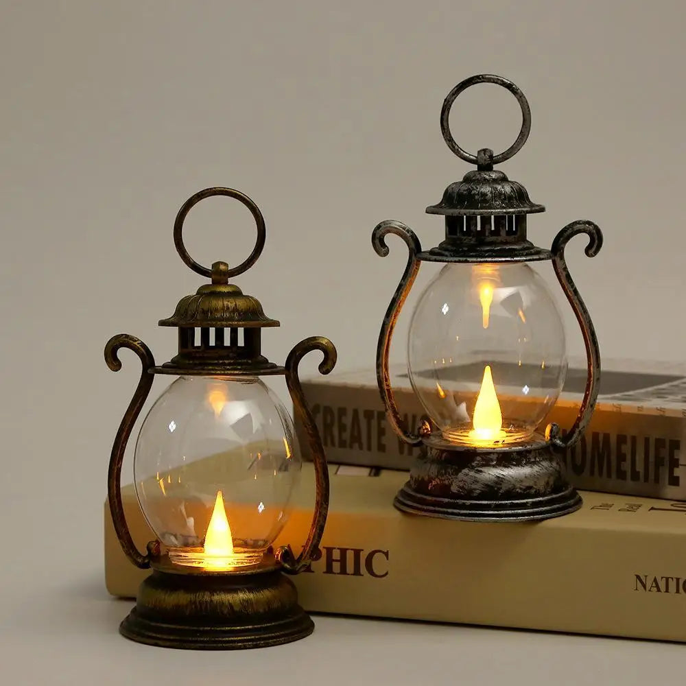 Retro Desk Lamp Battery Powered LED Retro Portable Lantern Home Decor Lights LED Tent Light For Living Room Patio Festival Decor