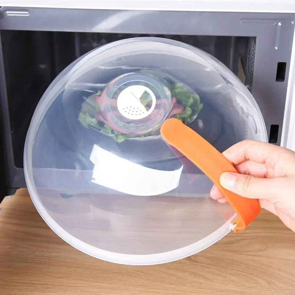 Microwave Food Splash Guard High Temperature Resistant Food Heating Cover with Steam Vent and Handle Transparent Plate Cover