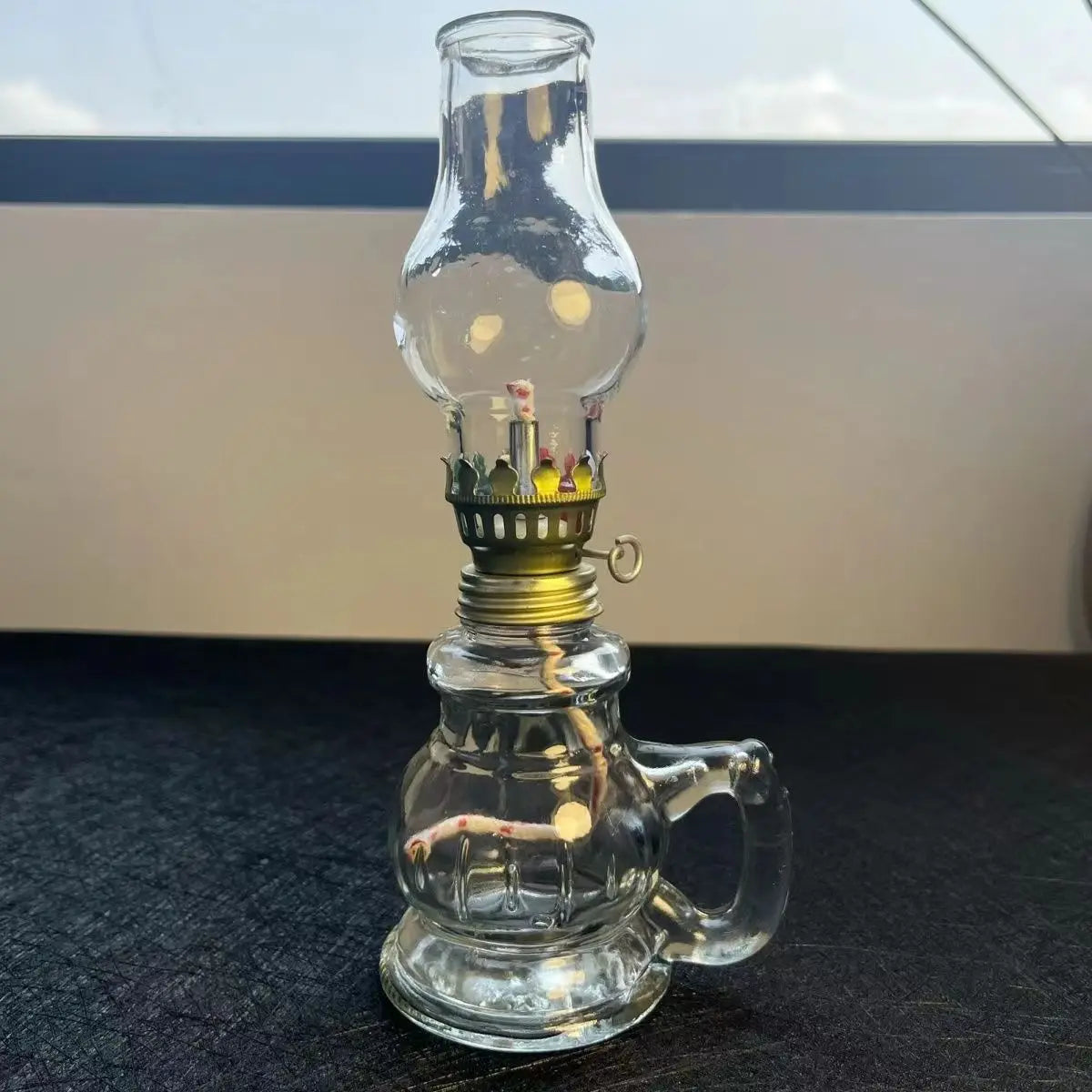 Classic Mini Glass Oil Lantern For Romantic Desktop Decor