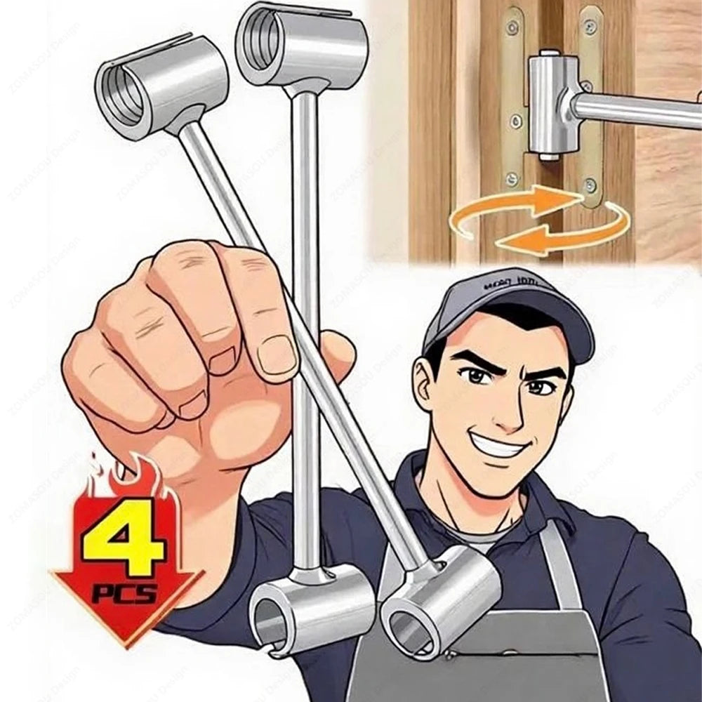 1-4Pcs S/L Upgrade Hinge Gaps Adjusting Wrench Double Head Door Hinge Adjustment Tool Kit Flag Round Bolt Repair Wrench Tool ﻿