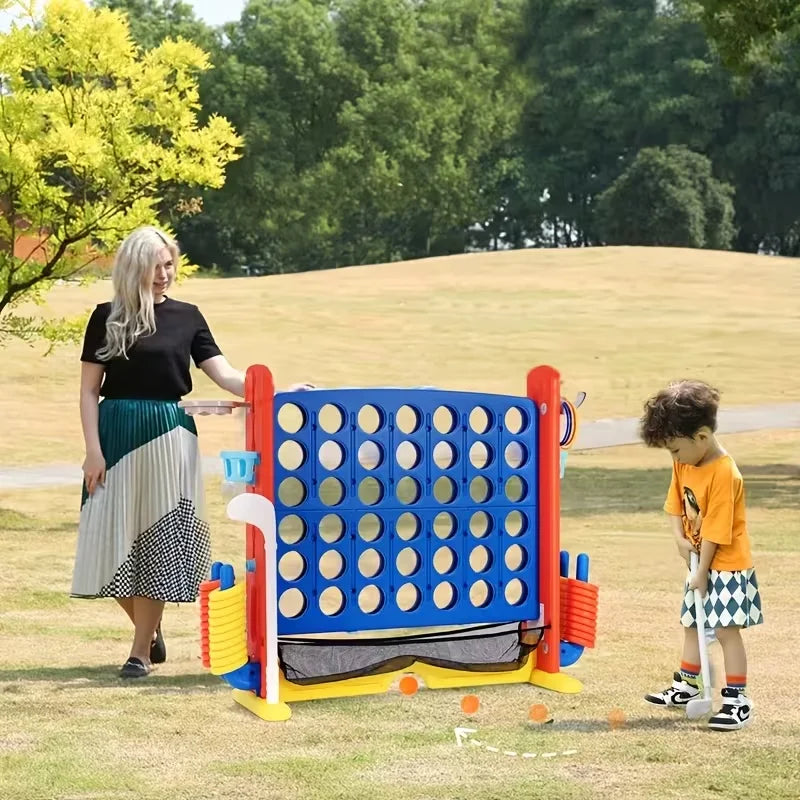 Enormous 4In A Row Game - 4In A Row Game, Height Adjustable Enormous 4-To-Score Game - Indoor/Outdoor Connect Game Set with Quick Release Slider, Ideal Birthday Gifts for 1+ Years Old Boys & Girls, Puzzle Thinking Online Game