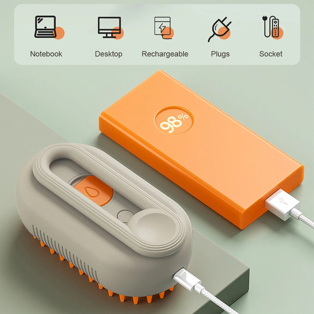 Usb Rechargeable Cat And Dog Grooming Brush With Spray