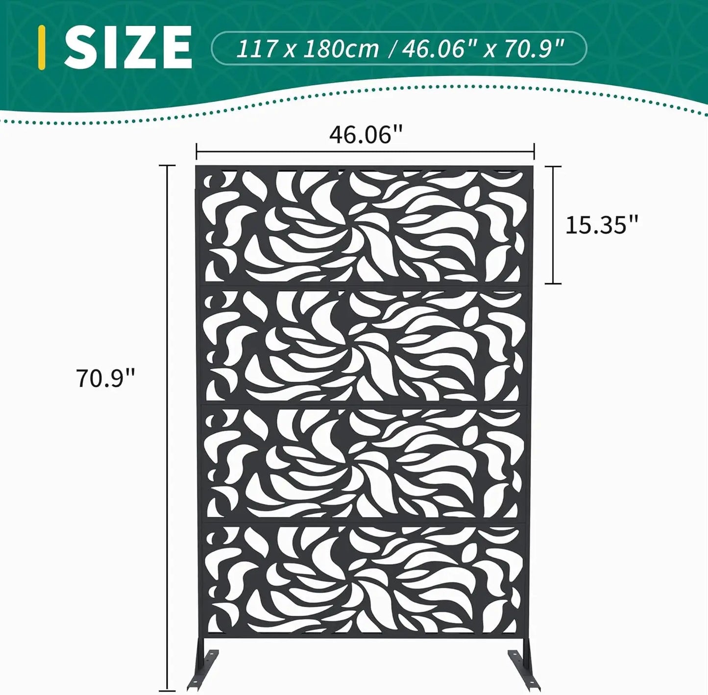 Decorative Wrought Privacy Screen – Easy Snap-Together Room Divider for Indoor/Outdoor Use, Breathable Wind-Resistant Partition